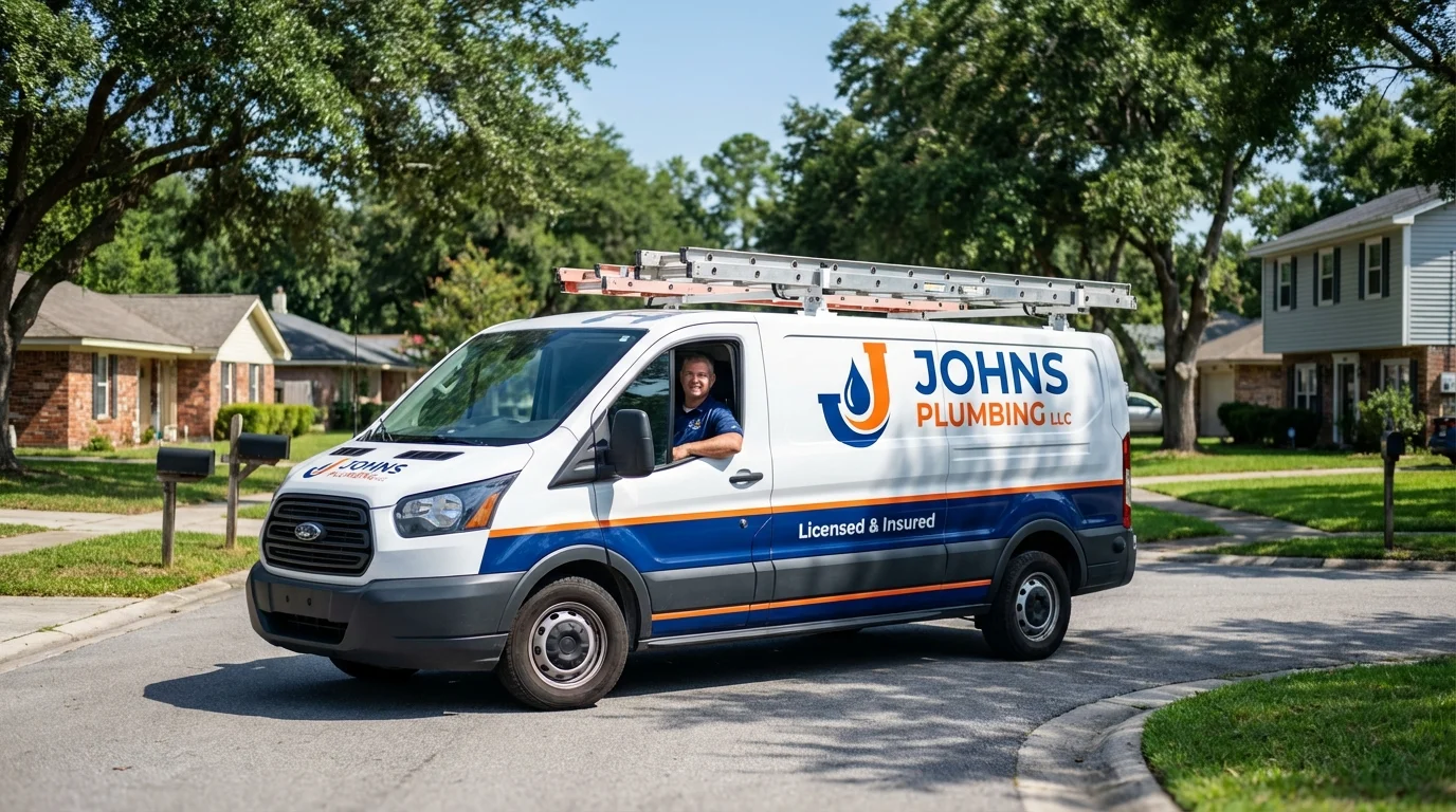 Johns Plumbing LLC service van in Swarthmore, PA