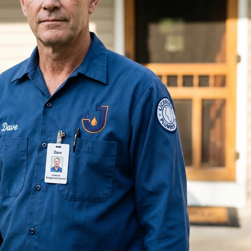 Licensed plumber showing ID badge in Swarthmore, PA