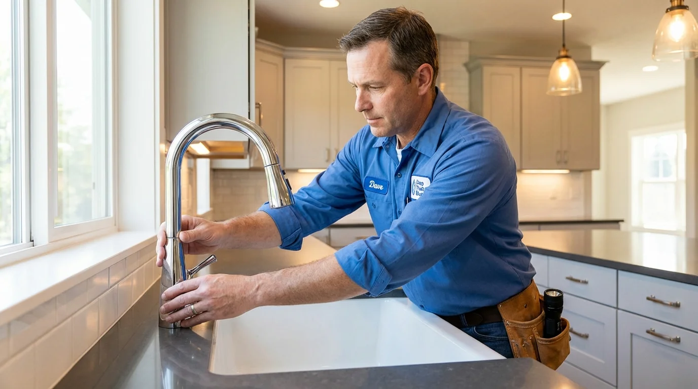 Kitchen faucet installation by Johns Plumbing LLC in Swarthmore