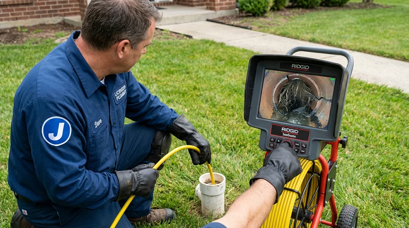 Sewer camera inspection being performed by Johns Plumbing LLC in Swarthmore