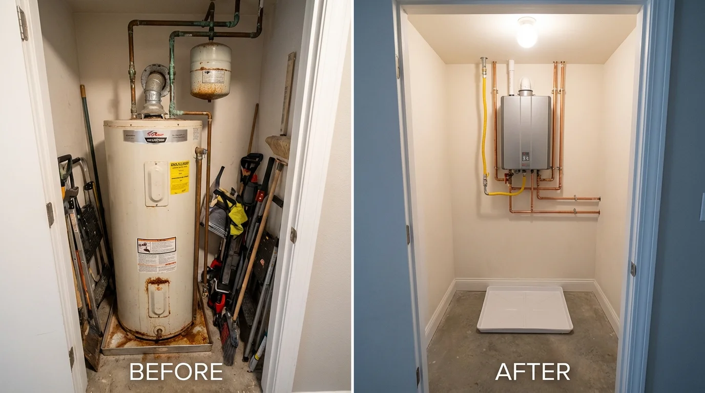 Tank water heater versus wall-mounted tankless unit comparison for Swarthmore, PA homeowners