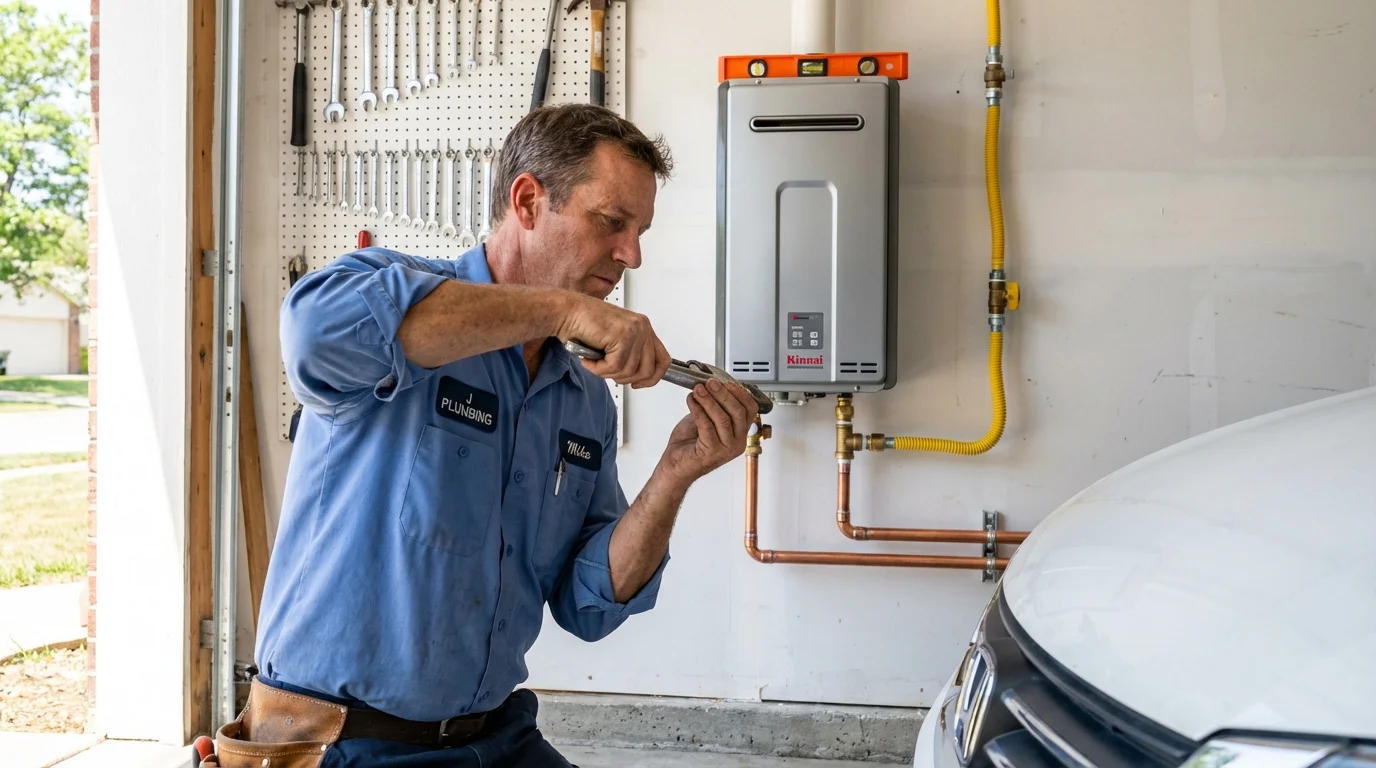 Tankless water heater installation by a Johns Plumbing LLC plumber in Swarthmore